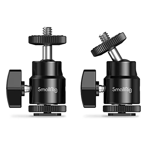 SMALLRIG Ball Head Mount (Paquete de 2) con Adaptador de Cold Shoe para Cámara DSLR Gopro - 2059