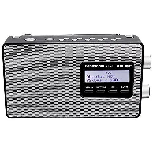 Panasonic RF-D10EG-K Radio Digital Portátil Dab/Dab+/FM, Pantalla LCD Retroiluminada, Alimentación por Batería y por Red Eléctrica, Reloj, Color Negro