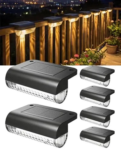 AdalyRoma 6 X Lámparas Solares para Exteriores, LED Luces Solares para Valla Exterior, Aplique Solar Exterior Impermeable para Escaleras, Escalones, Vallas, Barandillas, Patio, Terraza
