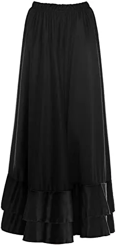 PARTILANDIA 2010 S.L. Falda Flamenco Niña Español, Falda Ensayo Flamenco Largo Negro Rojo Volante Simple Volante Doble para Niña Falda Baile Danza Clase Fiesta (4 años, Negro Volante Doble)