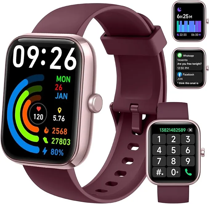 Smart Watch for Men Women with Bluetooth Call, Alexa Built-in, WhatsApp Notifications, Fitness Tracker with Heart Rate/SpO2/Sleep/Pedometer, 1.83" DIY Dial, 100+ Sports Modes, IP68 for Android iOS