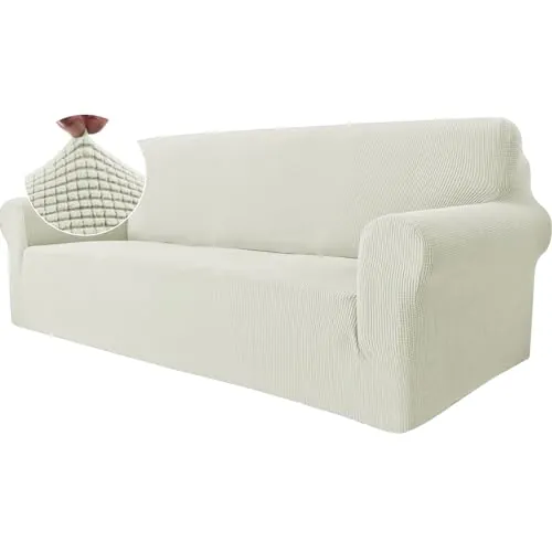 Ystyle Funda Sofa 3 Plazas, Fundas Sofa Elasticas, Blanco Natural
