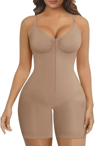 SHAPERX Body Moldeador Mujer, Fajas Reductoras Abdomen Fuerte con Cremallera, Shapewear Seamless Invisible, Cintura Alta, Body Control, UK-SZ5862-Sienna-3XL