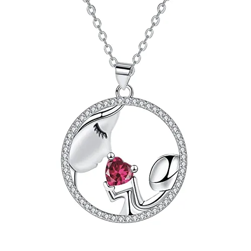 Yinsen Collar para Madre Hija Plata de Ley 925, con Colgante de Circonita Collares,Regalos para Mujeres Mamás, Ajustable 45+5 CM