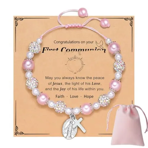 HAPZUR 1 Pulsera de Ángel Guardián + 1 Bolsa, Regalos únicos para Comunión de Niña, Pulsera para Niña, Recuerdos de Comunión, Regalo para Bautizo de Niña