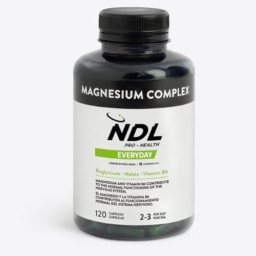 NDL Pro-Health Magnesium Complex con Vitamina B6 y D – Triple Magnesio (Bisglicinato, Malato y Citrato) | Energía, Músculos y Sistema Nervioso | 120 Cáps. | Una marca de Rafa Nadal & Cantabria Labs