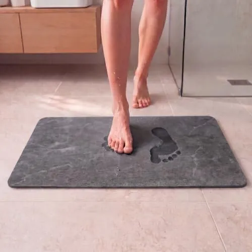 AURENZA - Alfombra de Piedra Diatomita para Baño 60 × 39 cm