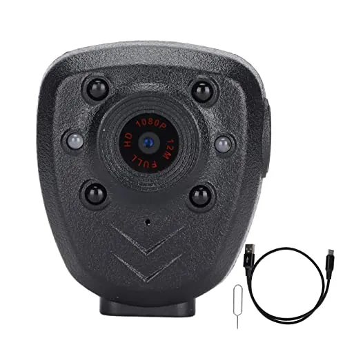Cámara Corporal, Mini Cámara Portátil Grabadora de Video Policial con Visión Nocturna, Cámara Corporal para el Hogar Al Aire Libre Guardia de Seguridad Policial, Liviana Y Portátil