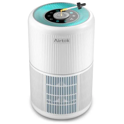 AIRTOK Purificador de Aire, Purificador de Aire Con Esponja de Fragancia, Filtro HEPA Para Alergias, Humo, Caspa De Mascotas y Olores, con Luz nocturna, temporizador, bloqueo para niños, 25dB