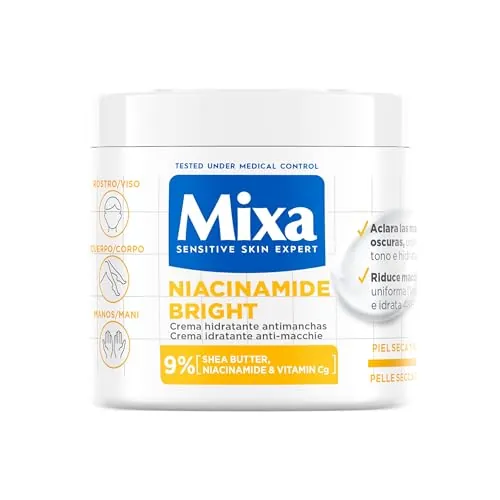 Mixa Niacinamide Bright Crema Corporal Antimanchas para Piel Apagada, 400ml