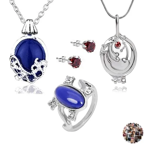 YouU Vampire Diaries Elena Gilbert - Pendientes colgantes (25 unidades), diseño de catherine y anillo de diamantes, color azul y rojo