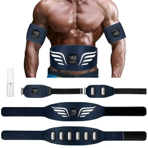 Profey EMS Aparato de Entrenamiento Abdominal Electrodos de Aluminio 10 Modos 30 Niveles