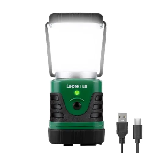 Lepro Linterna de Cámping LED Recargable USB 1000 LM Verde 1 PCS