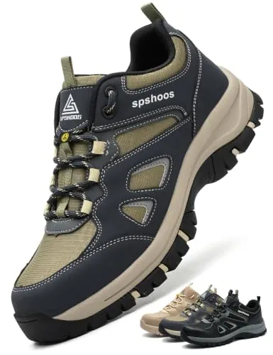 Zapatos de Seguridad para Hombre Mujer S1 ESD Verdemilitar Azuloscuro EU 37 | Calzado de Seguridad Ligero Antiestático Botas de Seguridad Comodos con Punta de Acero Antideslizante Transpirable