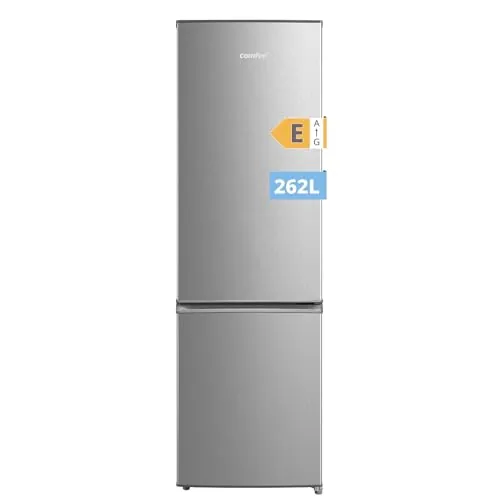 Comfee' RCB359IX2 Frigorífico combinado, 262L, Gran capacidad, Low frost, Altura 177,3 cm, Bajo nivel de ruido 39 dB, Luz LED, Temperatura regulable, Acero inoxidable