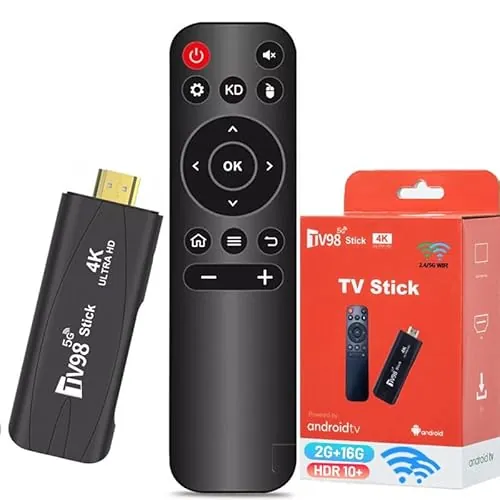 Android TV Stick 4K DDR4 2GB RAM 16GB ROM H313 Quad-Core 64bit WiFi5 Dual 2.4G/5G WiFi HDR10+ HD Smart TV Stick Box (H 2+16)