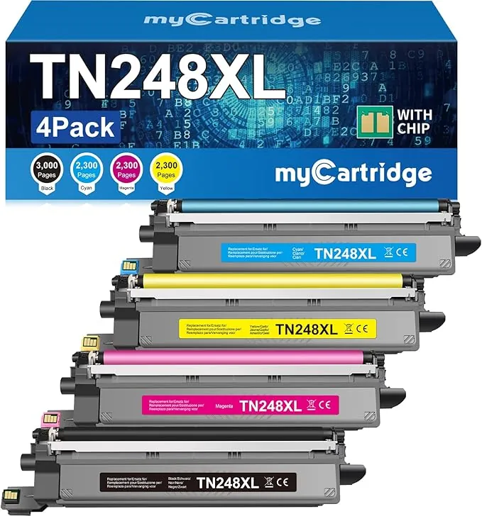 myCartridge TN248XL TN248 Toner TN-248CMYK TN-248VAL Compatible para Brother MFC-L3760CDW Toner para DCP-L3560CDW HL-L3240CDW HL-L3220CW para Brother TN248VAL TN248XL TN-248 4-Pack