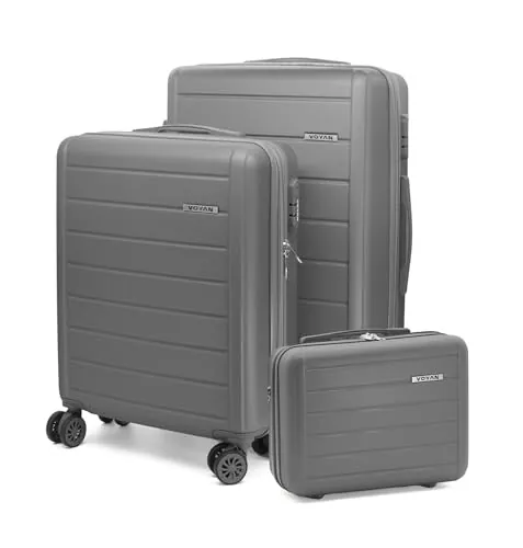VOYAN Juego de Maletas SDR, Set de Trolley Rígido Expandible con Maleta de Cabina, Maleta Mediana y Neceser, Equipaje de Viaje con Cerradura de Seguridad y Ruedas Dobles Giratorias
