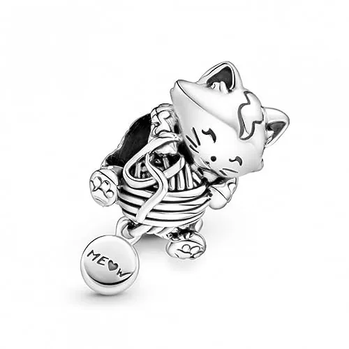 Pandora Passions Dije con diseño de gatito y ovillo de lana de plata de ley