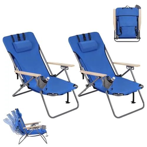 WOLTU Silla Camping Plegable, Silla Portátil Exterior, Respaldo Ajustable en 4 Niveles, para Picnic Pesca Playa, con Bolsa de Transporte, Tubos Metalicos y Tela Oxford, Carga 150 kg, Azul