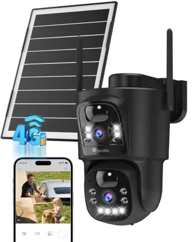 Ctronics 4G LTE Solar Cámara Vigilancia Exterior sin Cable con Doble Lente