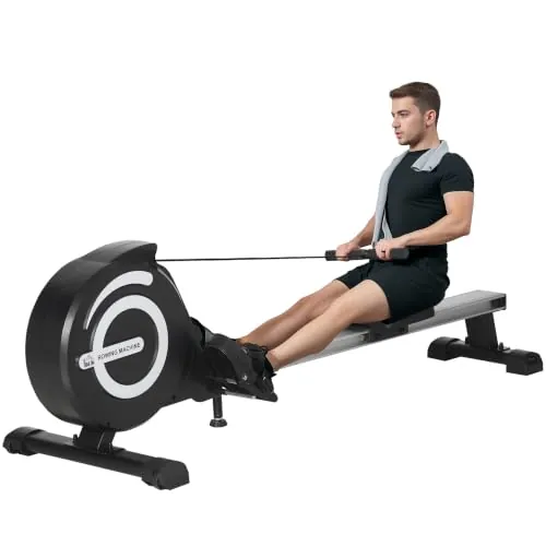 HOMCOM Máquina de Remo Plegable 8 Niveles 185x58x57 cm Negro y Plata