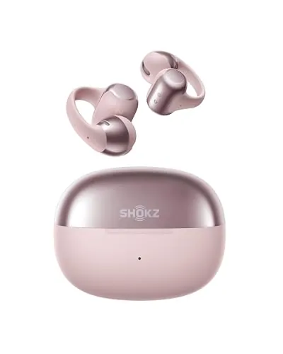 SHOKZ OpenDots One Auriculares Inalámbricos Bluetooth 5.4, Audifonos Deportivos Abiertos Clip, Dolby Audio Premium 6,5g, Open Ear, 40H de Batería, 4 Mics. Cancelación Ruido, con Paño de Limpieza,Rosa