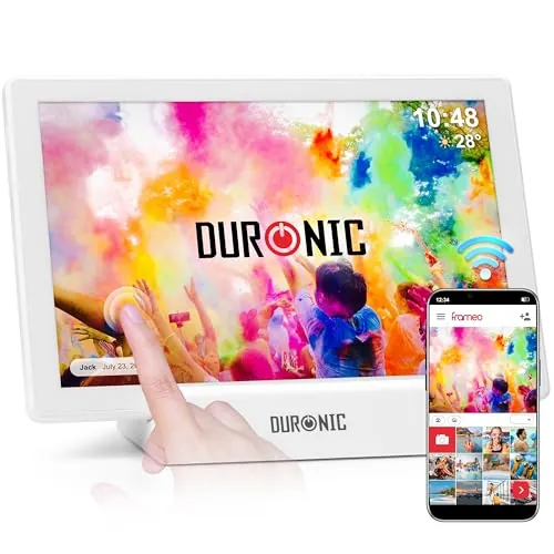 Duronic Frameo PF1D We Marco de Fotos Digital Conectado Pantalla táctil de 10,1 Pulgadas Reproductor de Fotos y vídeos de Alta resolución 1280 x 800 píxeles Memoria 32 GB USB-C