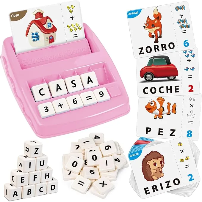 Joozmui Juegos Educativos Niños 3-8 Años, Juguetes Niños 3-9 Años Regalo Niña 3-10 Año Juegos para Niño Aprender a Leer Scrabble Español Deletreo Montessori Juguetes Niña