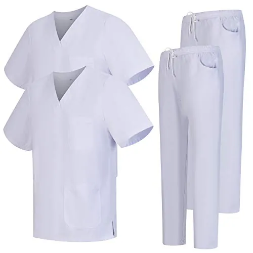 MISEMIYA - Pack * 2 Pcs - CASACA Y PANTALÓN SANITARIOS UNISEX UNIFORMES SANITARIOS MÉDICOS 2-6801-6802 - S, Blanco 68