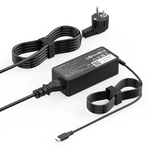BIUBOTY Cargador USB C 65W 20V 3.25A Compatible con HP Spectre X360 Elitebook Pavilion Envy Chromebook Lenovo Thinkpad,Yoga DELL Latitude ASUS Laptop orriente de Ordenador Tipo C Adaptador