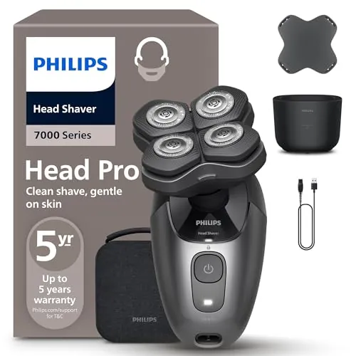 Philips Afeitadora Cabeza Serie 7000 Pro – Afeitadora Cabeza para Hombres y Mujeres, Cabezal flexible 360°, Cuchillas ComfortCut para un Afeitado Apurado y Suave, HS7980/15