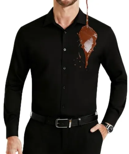 Casey Kevin Camisa Hombre Manga Larga Vestir Camisa Sin Plancha Repelente Al Agua Anti Transpirable Bambú Camisas Non Iron Traje Hombre,XXL