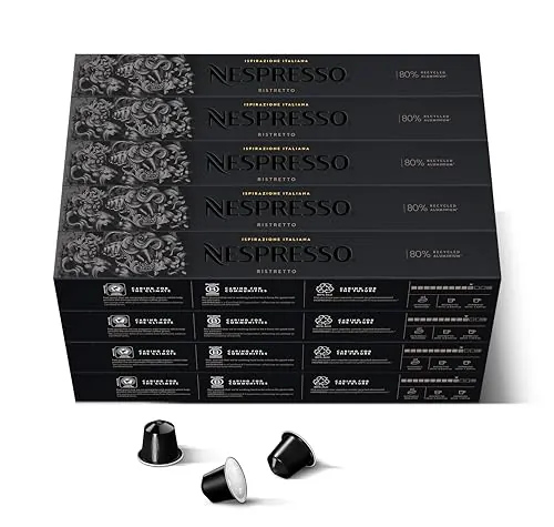 Nespresso Cápsulas de Café Ristretto Original, 200 Cápsulas para Cafetera, Tueste Intenso con Notas Afrutadas
