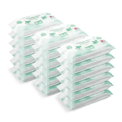 by Amazon Toallitas refrescantes para bebé, 1008 toallitas, sin perfume, 18 paquetes de 56