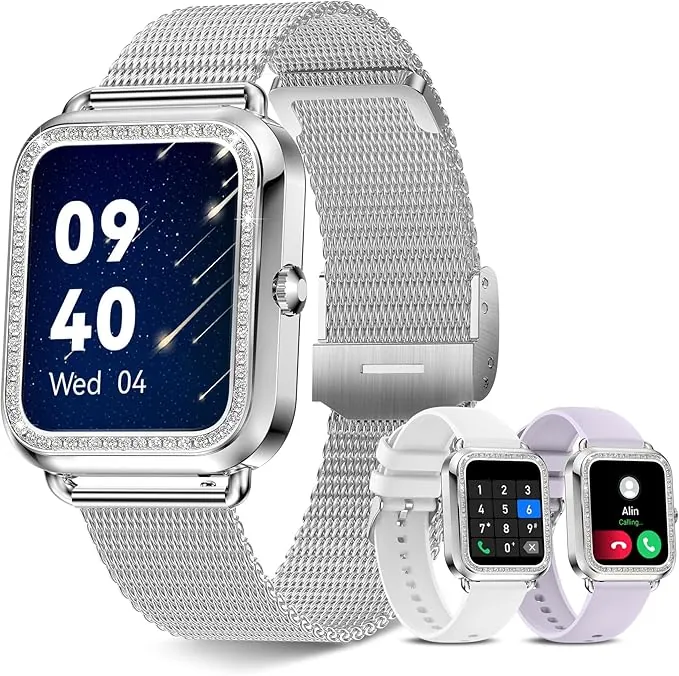 Reloj Inteligente Mujer, 1,6" Smartwatch con Llamadas y Whatsapp, 19+ Deportivos Smart Watch Fitness Tracker, Monitor de Ritmo Cardíaco y Sueño，Impermeable IP67 Android iOS Pulsera Actividad