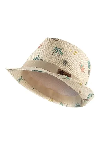 Sterntaler Sombrero de Paja para niños con Cinta de Grosgrain Impreso con Sombrero de Animales de Safari, Arena, 45