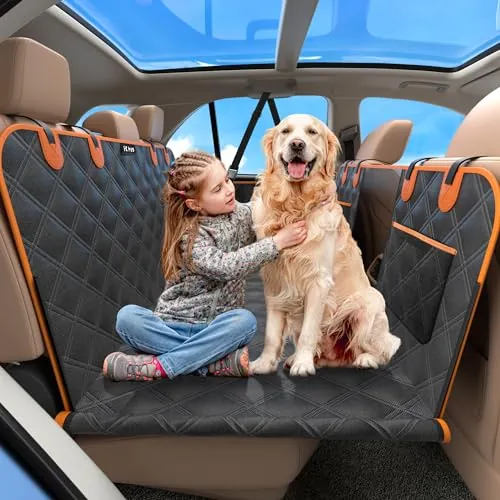 KYG Extensor de Asiento Trasero para Perros Soporta 500lbs Funda Asiento Coche Perro Impermeable e Antideslizante Protector Coche Perro con Ventana de Malla Visible para Coche SUV Camión 132x62x40 cm