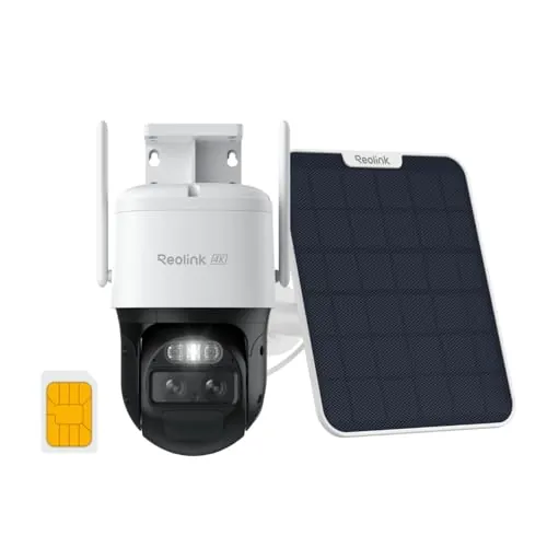 Reolink 8MP 3G/4G LTE Camara Exterior Solar con Tarjeta SIM + Auto-Tracking & Doble Lente, 4K 360° PTZ Camara de Exterior Inalambrica, Detección Smart, Visión Nocturna en Color, TrackMix LTE + SP