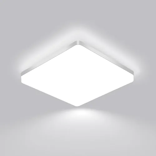 Comely Plafón LED Cuadrado Ø30 cm 48 W – Luz Blanca Fría 6500 K – IP54 Resistente a Humedad – Ideal para Baño, Cocina o Pasillo Interior/Exterior Techado