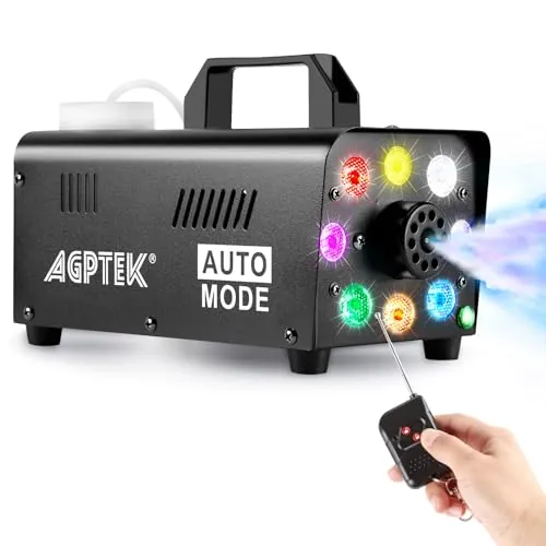 AGPTEK Máquina de Humo 2000CFM con 8 LED y Mando Inalámbrico para Fiestas
