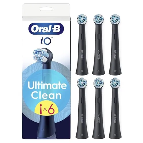 Oral-B iO Ultimate Clean Cabezales de Recambio Originales, Negro, Pack de 6