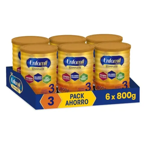 Enfamil Premium Complete 3 - Pack Mensual Fórmula Leche Infantil de Continuacion para Lactantes Bebés de 1 a 3 años, 800 gr - Pack de 6 Latas