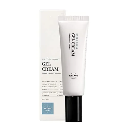 VILLAGE 11 FACTORY Crema en Gel Hydro Boost (50ml) Ácido Hialurónico, Extracto de Manzanilla, Alantoína, Hidratante y Calmante (Hydro Boost Gel Cream)