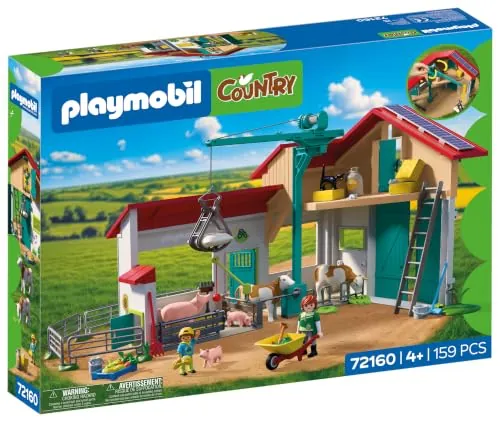 PLAYMOBIL | Country | Granja Grande | Set de Juego con grúa de Carga, establos, numerosos Animales y Muchos Accesorios | para niños a Partir de 4 años | 72160