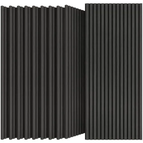 TONOR Pack de 10 Paneles Murales Decorativos de Madera, 120 x 60 cm - 7,2 m², Paneles Acústicos Insonorizantes para Interior Anti-Ruido, Estudio, Hogar, Dormitorio, Oficina, Negro