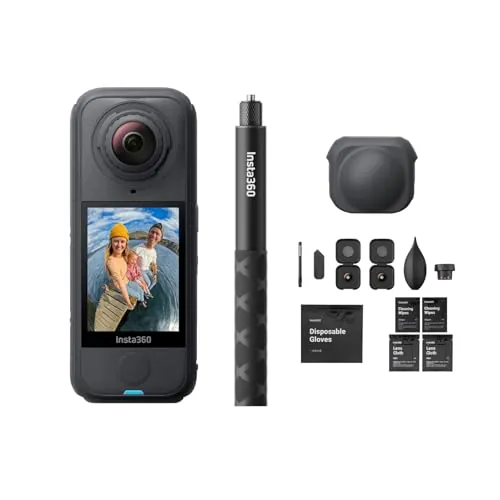 Insta360 X4 Air Paquete de lente de repuesto: cámara 165 g resolución 8K y 360°, efecto selfie stick invisible, lentes reemplazables, graba primero y encuadra después, anti viento integrado, FlowState
