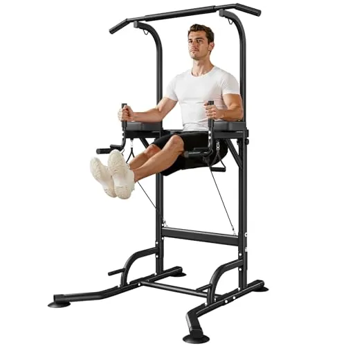 Botifly Power Tower Barra de Dominadas Altura y Respaldo Regulable de 170 – 220 cm Independiente Multifuncional Estación de Fondos Pull Up Bar Maquina Dominadas en Casa/Exterior