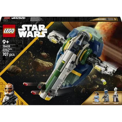 LEGO Star Wars Nave Estelar de Jango Fett 75433 | Juguetes para niños de 9+ años, nave con alas que rotan y 3 minifiguras incl. Boba Fett, regalo de cumpleaños, 707 piezas