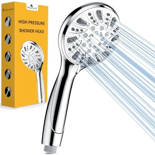 Magichome Cabezal de Ducha Alta Presión con 5 Modos Ahorro de Agua | Acabado Cromado, Ducha Mano, Alcachofa Ducha, Ahorro Agua, 5 Modos Chorro, Sin Manguera, Ideal para el Baño y el Hogar